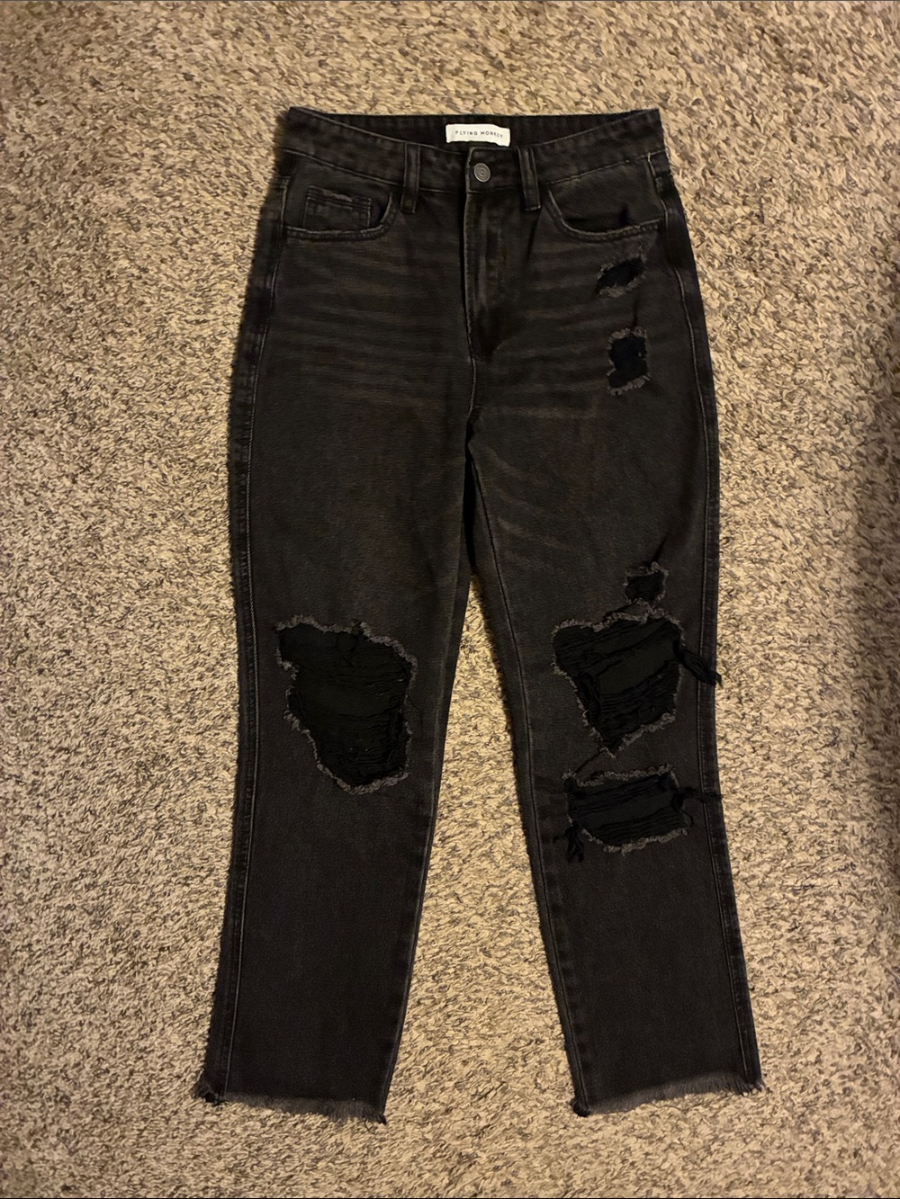 Flying Monkey super high rise distressed crop straight jeans -size 26